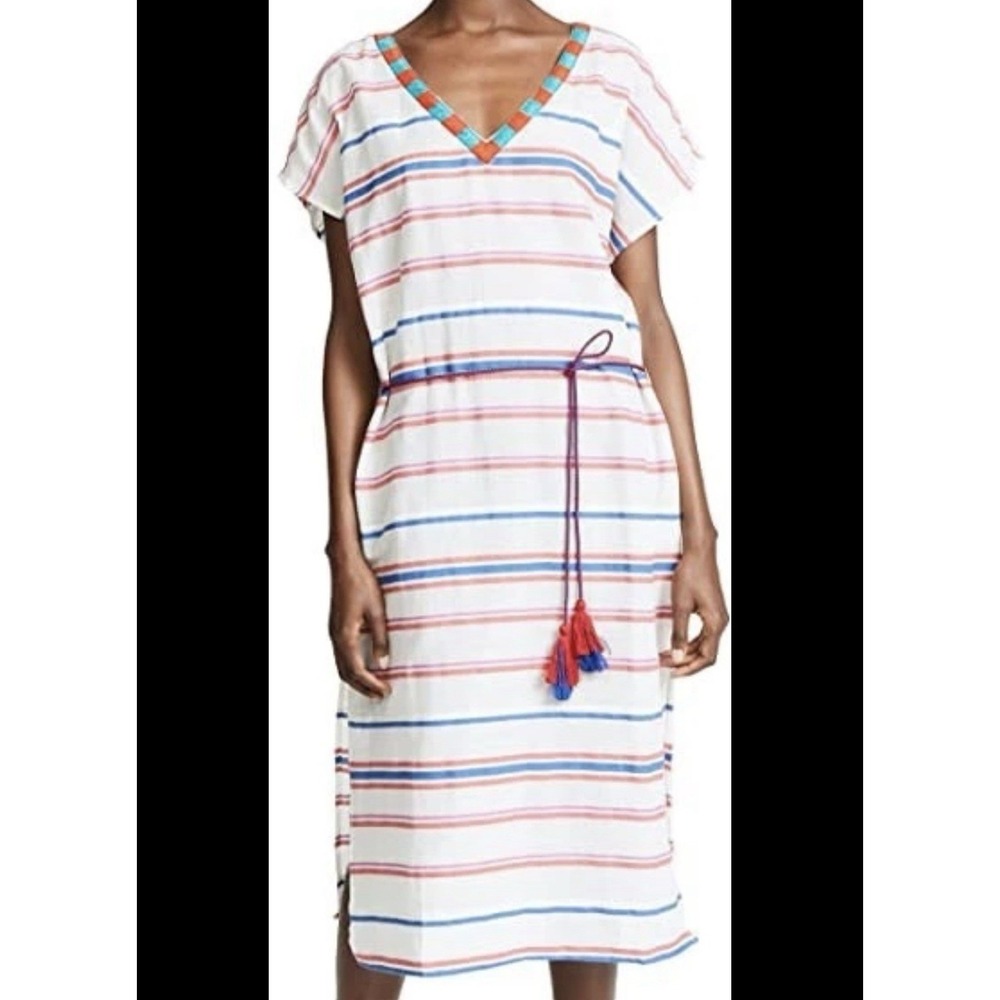Velvet Graham Spencer S Small Zanetta Stripe Caftan Beach Coverup‎ Embroidered